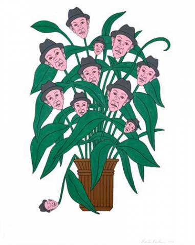 Illustration of Marko Mäetamm's face as the flowers on a plant