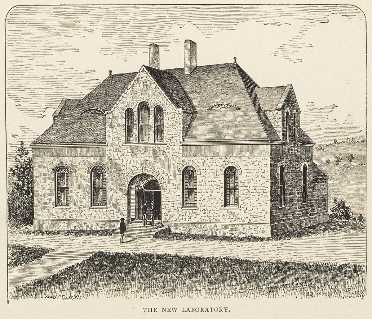 The Chemistry Laboratory, now Hascall Hall, in 1886.