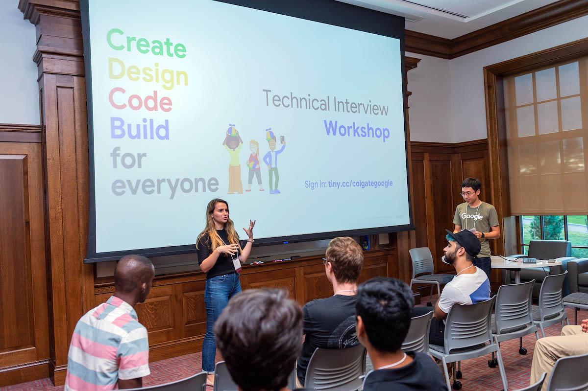 Colgate students participate in Prep for Tech Workshops at Benton Hall in fall 2018.