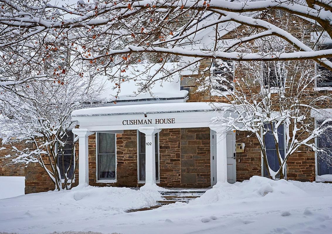 Cushman House in the snow