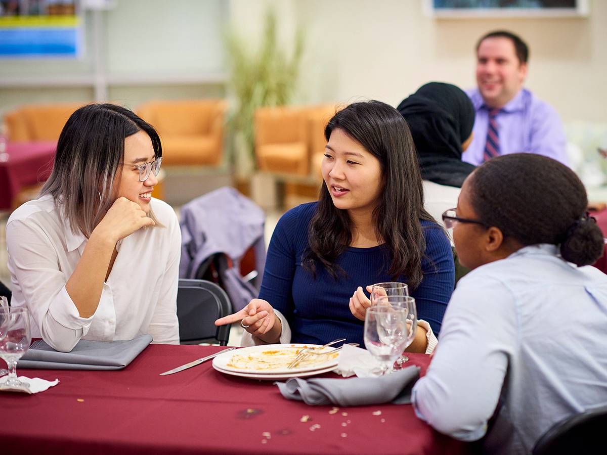 students have a discussion at a Thrive Lunch