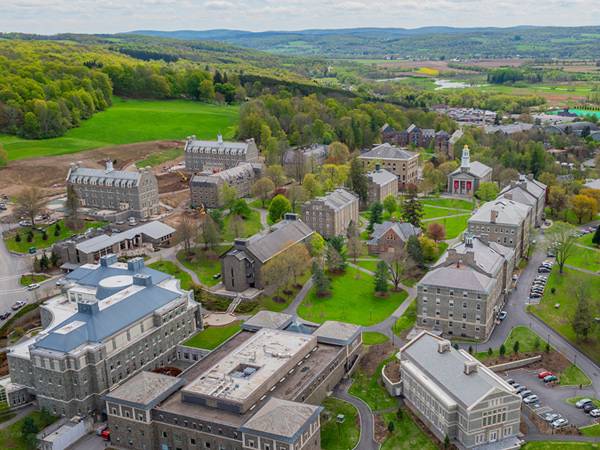 Aerial view of the Colgate University campus.