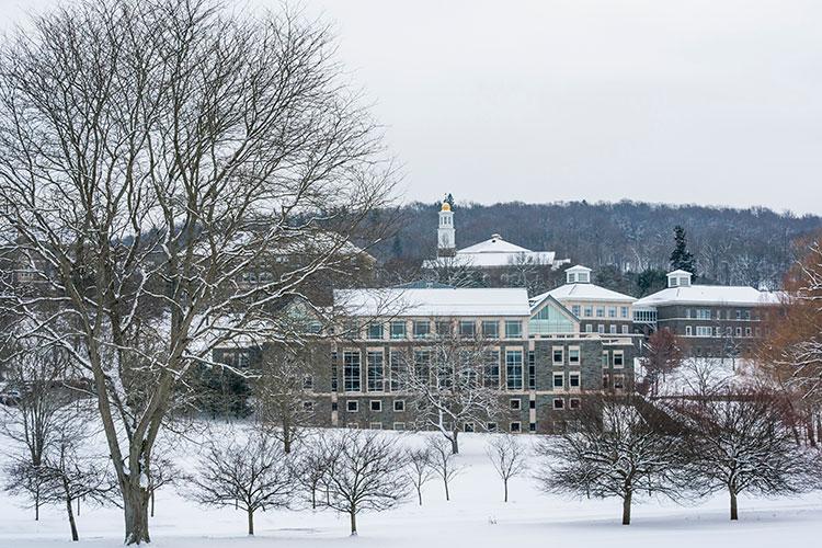 Colgate University campus in winter