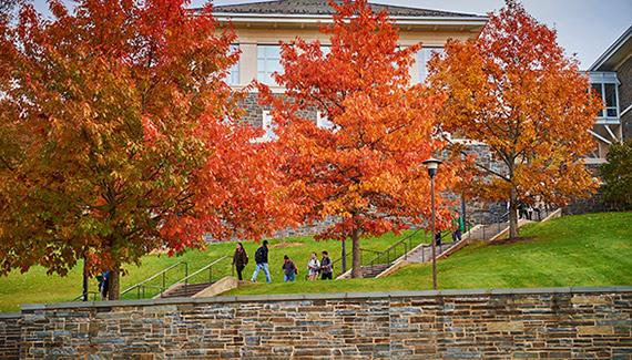 Persson Hall with fall foliage