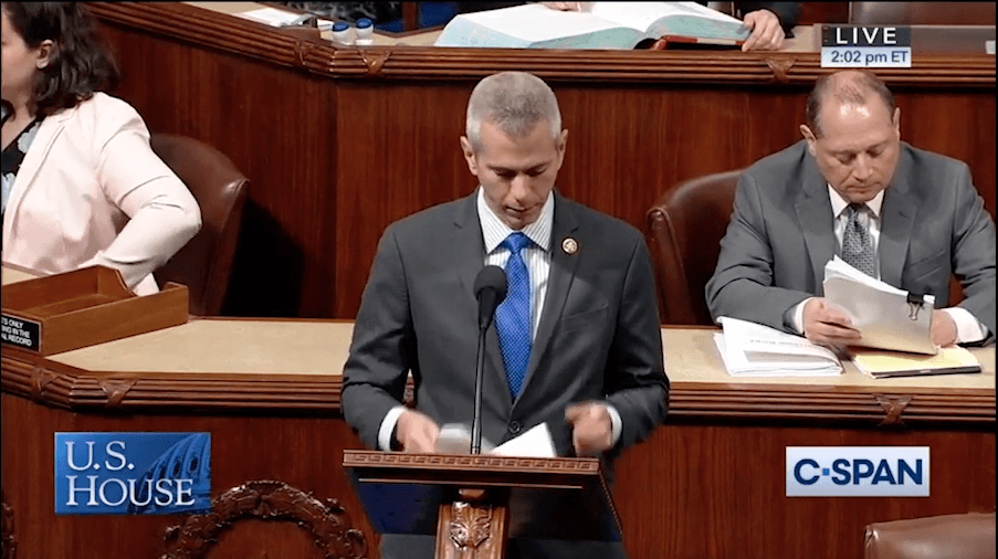 U.S. Representative Anthony Brindisi reads a proclamation on the House floor