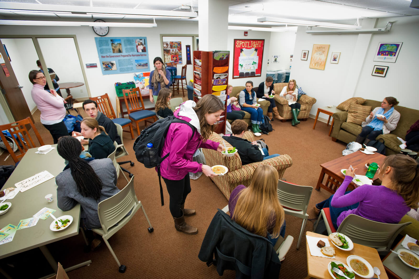 Students gathering in the COVE lounge.