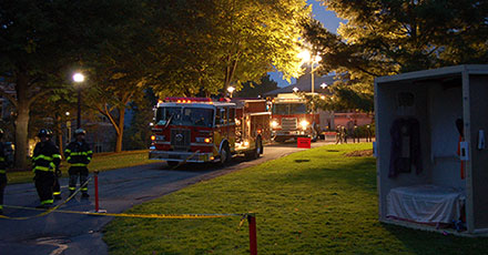 Mock fire during fire safety week