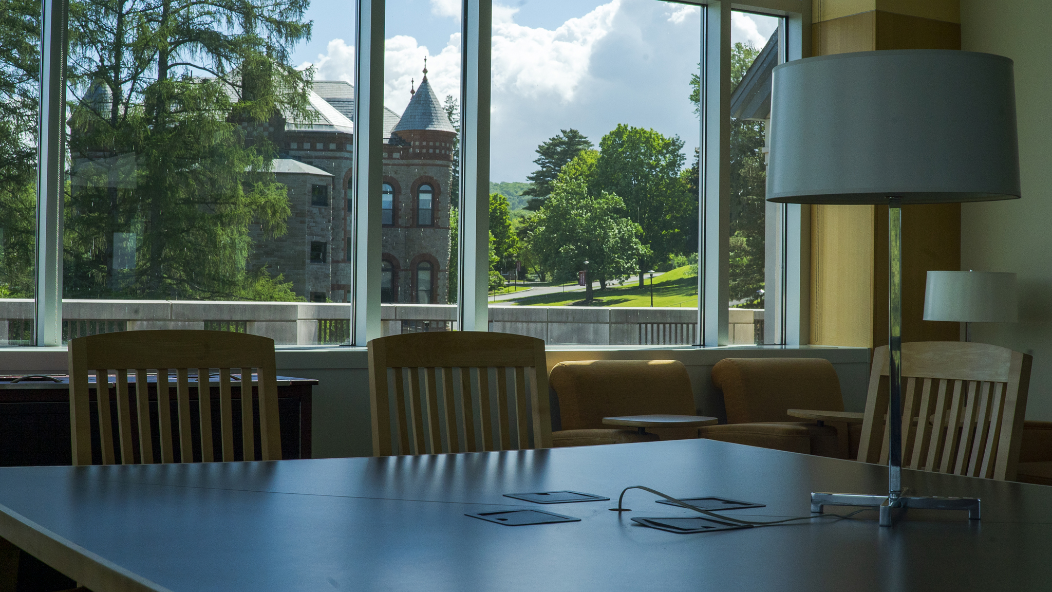 Case-Geyer study room and window looking at JBC