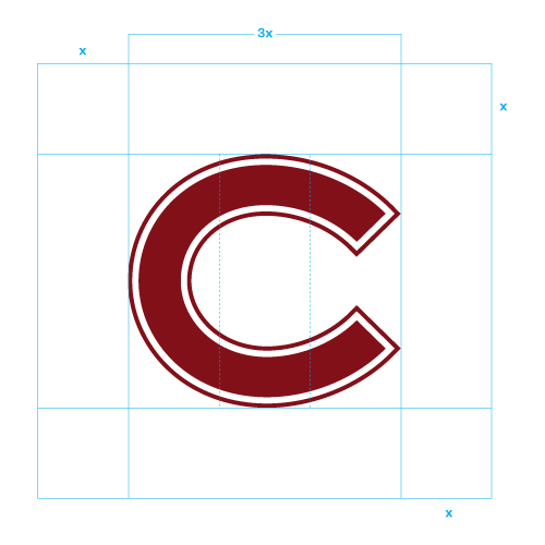 The colgate athletics C mark with clear space border
