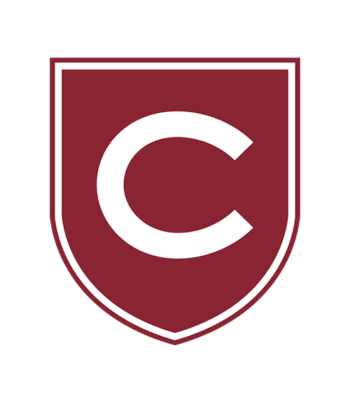 shield shape with the colgate C on it 