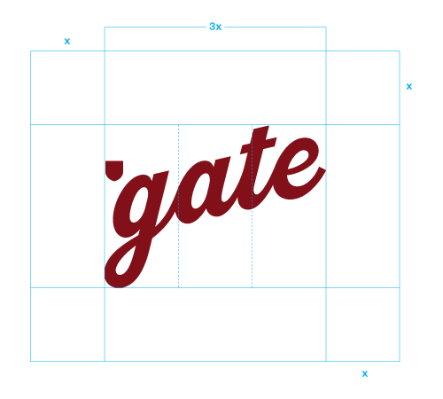Athletics Gate wordmark with clear space border