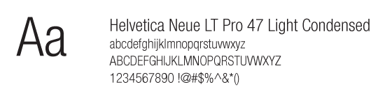 Helvetica Neue Condensed Light Sample Set