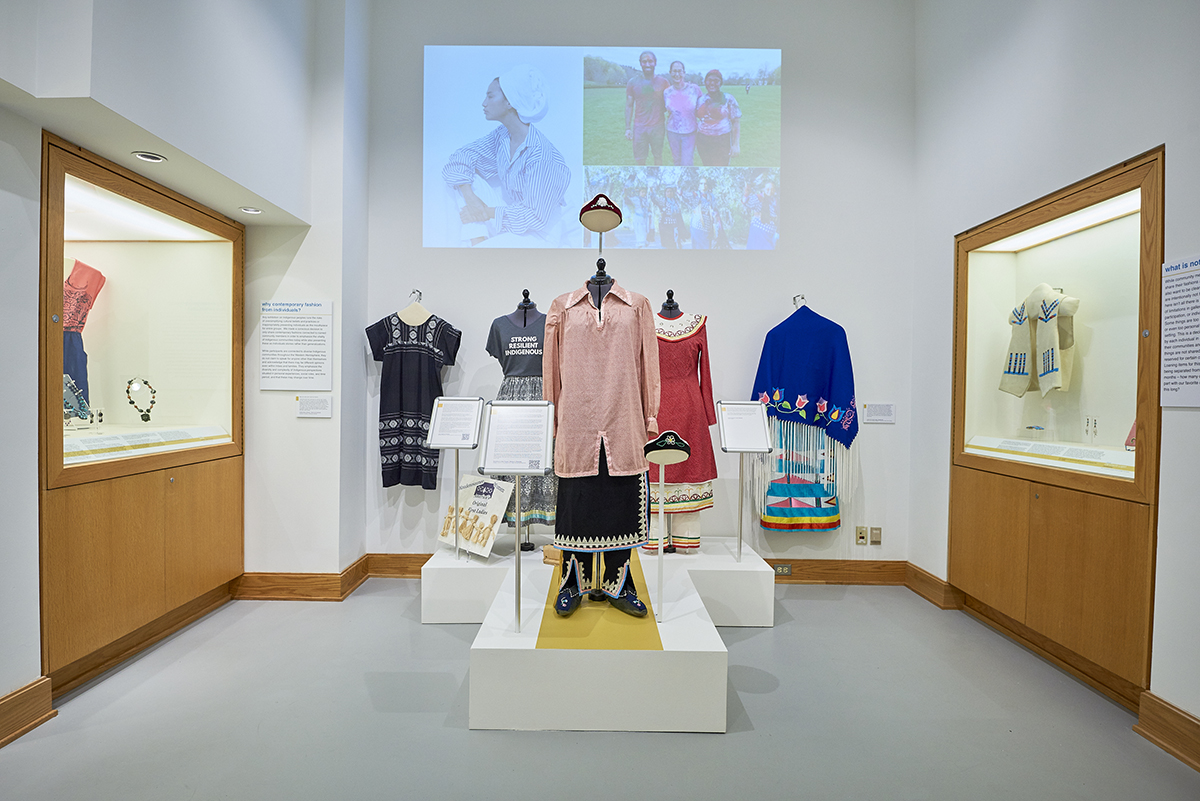 exhibition of Indigenous clothing at the Longyear Museum of Anthropology