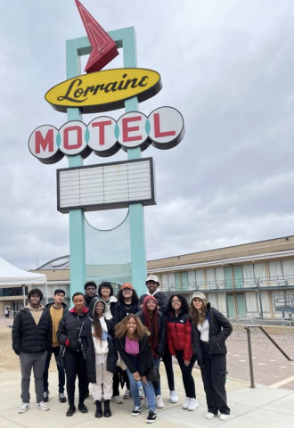 Students outside the Lorraine Museum 
