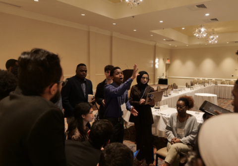 A Student debates at Model African Union