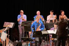 Professor Glenn Cashman directing the Concert Jazz Ensemble.