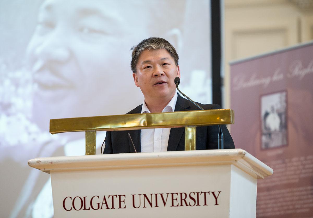 Professor of Educational Studies John Palmer, speaks during the kickoff of MLK Week, Jan. 23, 2017