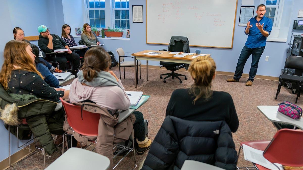 Colgate students taking a class in LaHall