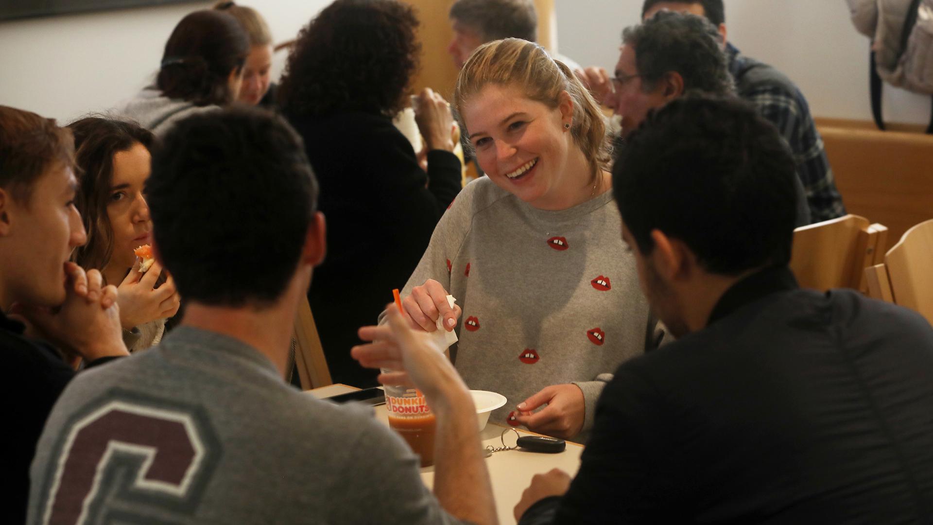 Students attend a Family Weekend bagel brunch at Colgate’s Saperstein Jewish Center.