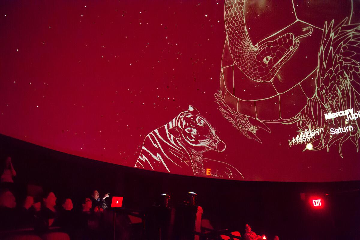 Students at a lecture in the Ho Tung Visualization Lab