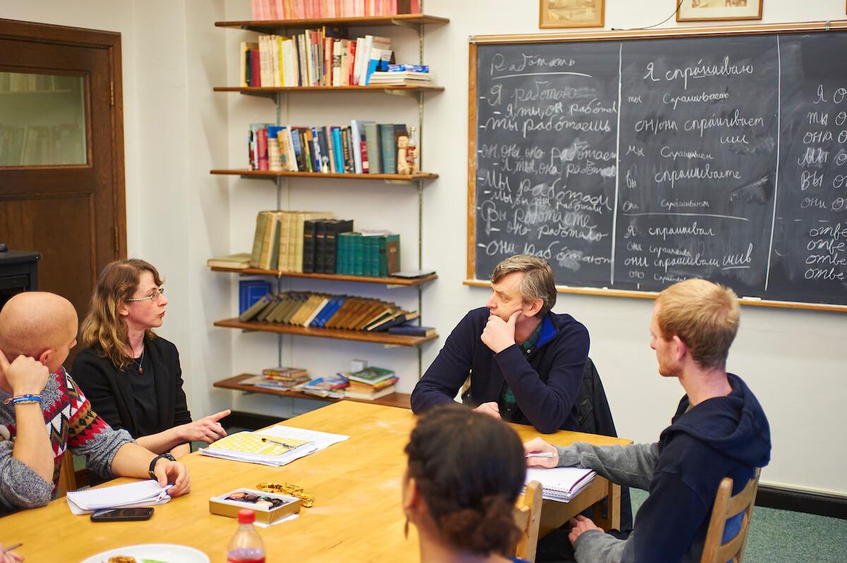 Filmmaker Sergei Loznitsa visited Professor Mieka Erley’s senior seminar in Russian and Eurasian Studies 