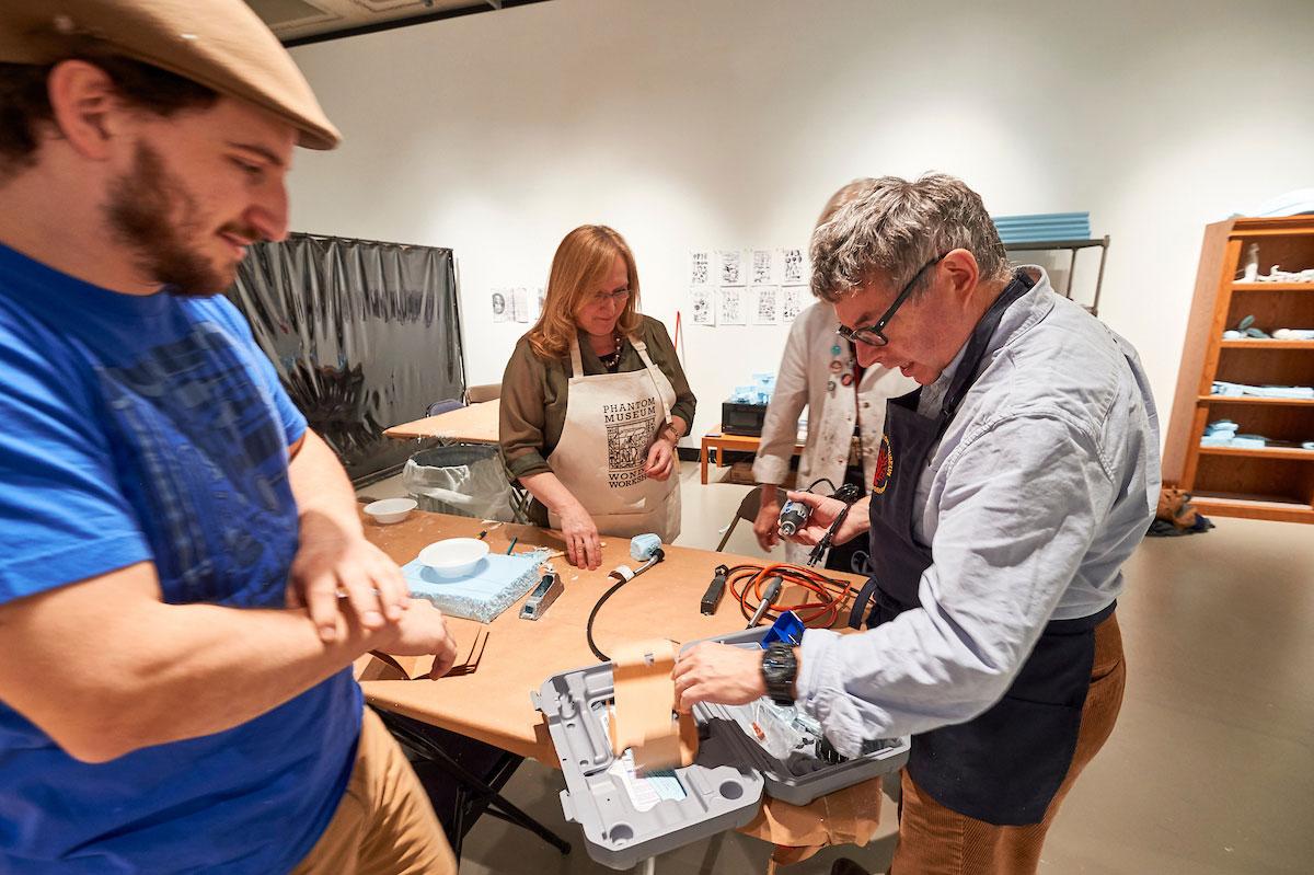 Internationally acclaimed artist Mark Dion transforms Clifford Gallery into a "Wonder Workshop" in collaboration with the community, creating an installation based on illustrations of 17th century cabinets.