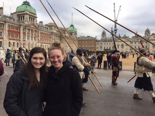 Two students pose during the Kings Army March