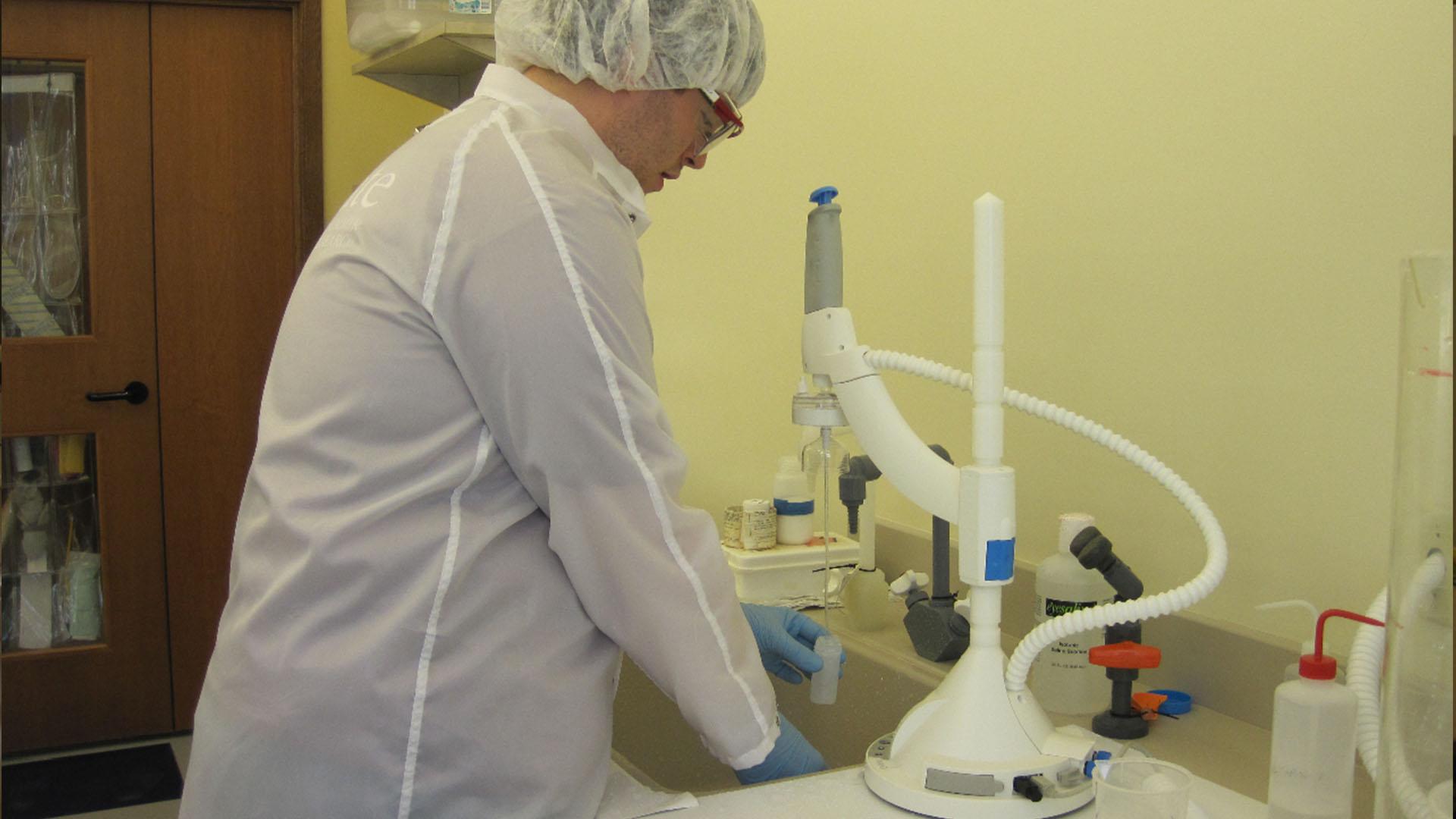 A student in the “Clean lab”