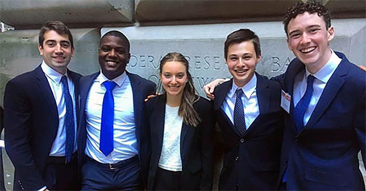 Students from Colgate’s 2017 Fed Challenge team