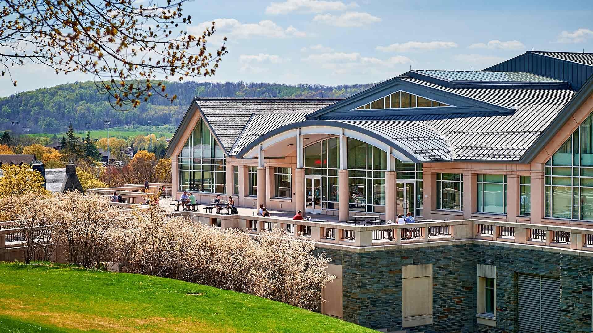 Case-Geyer Library terrace on a sunny day