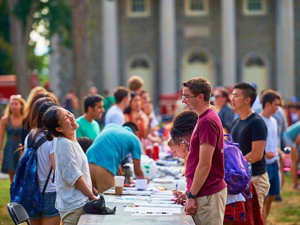 International students orientation provides an opportunity for team building games. 