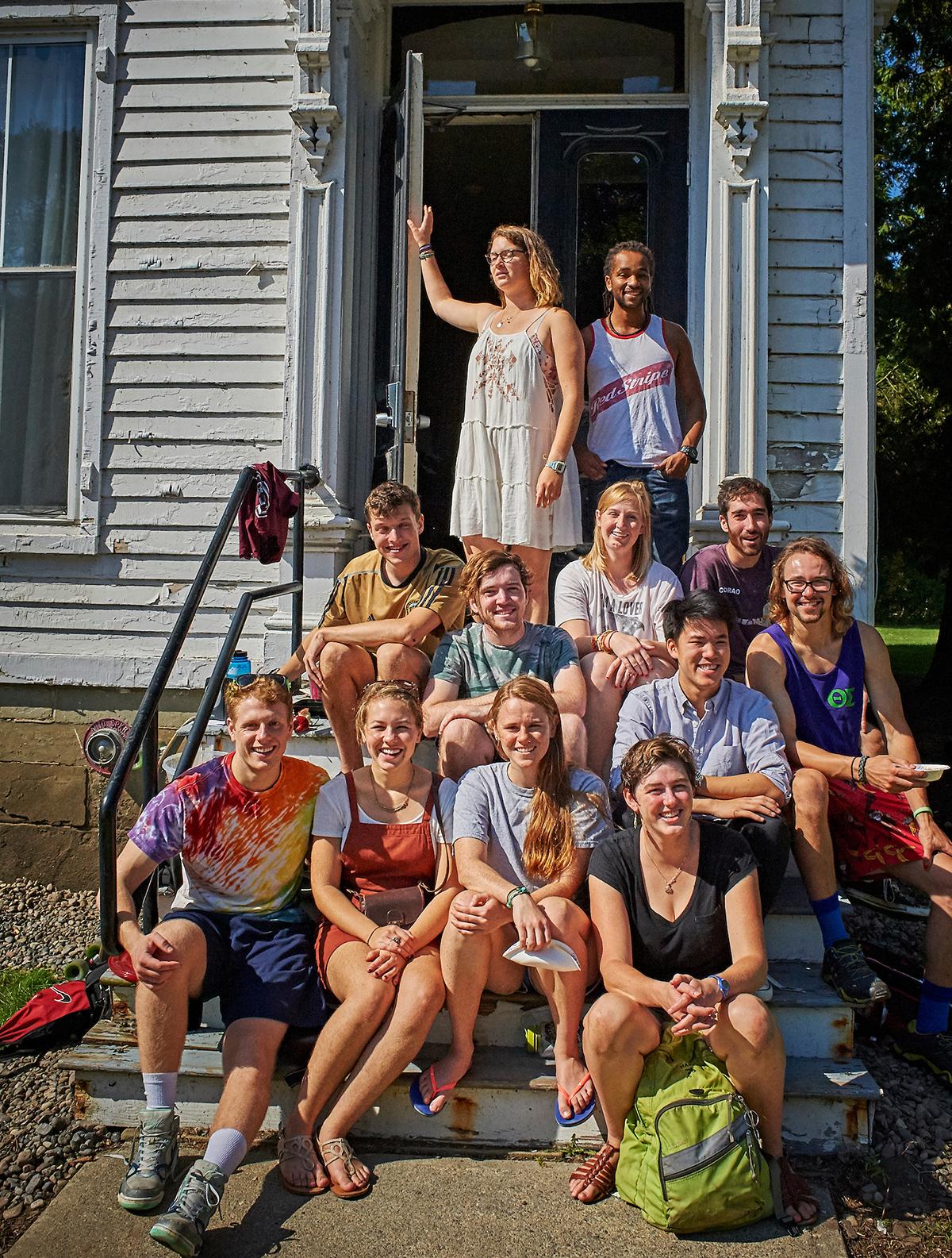Residents of 70 Broad Street on the front step