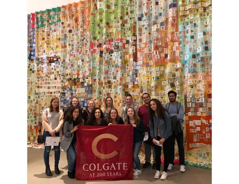 Fall 2018 Manchester study group at an art exhibit at The Whitworth, the art gallery of the University of Manchester