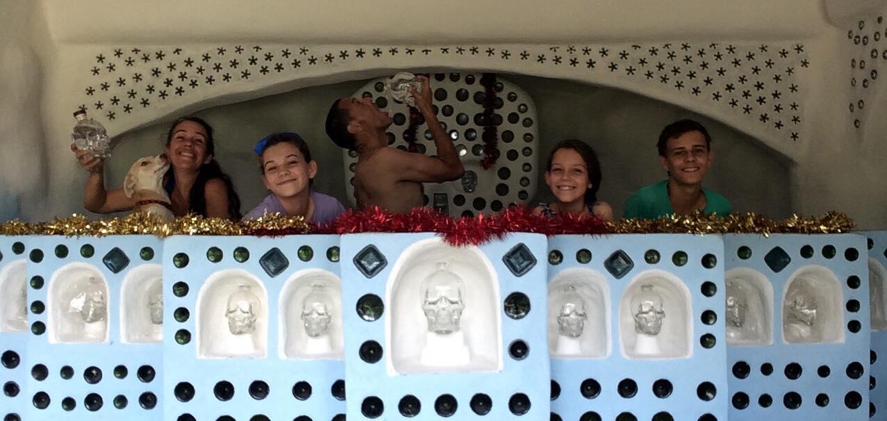 Atkinson family on a balcony