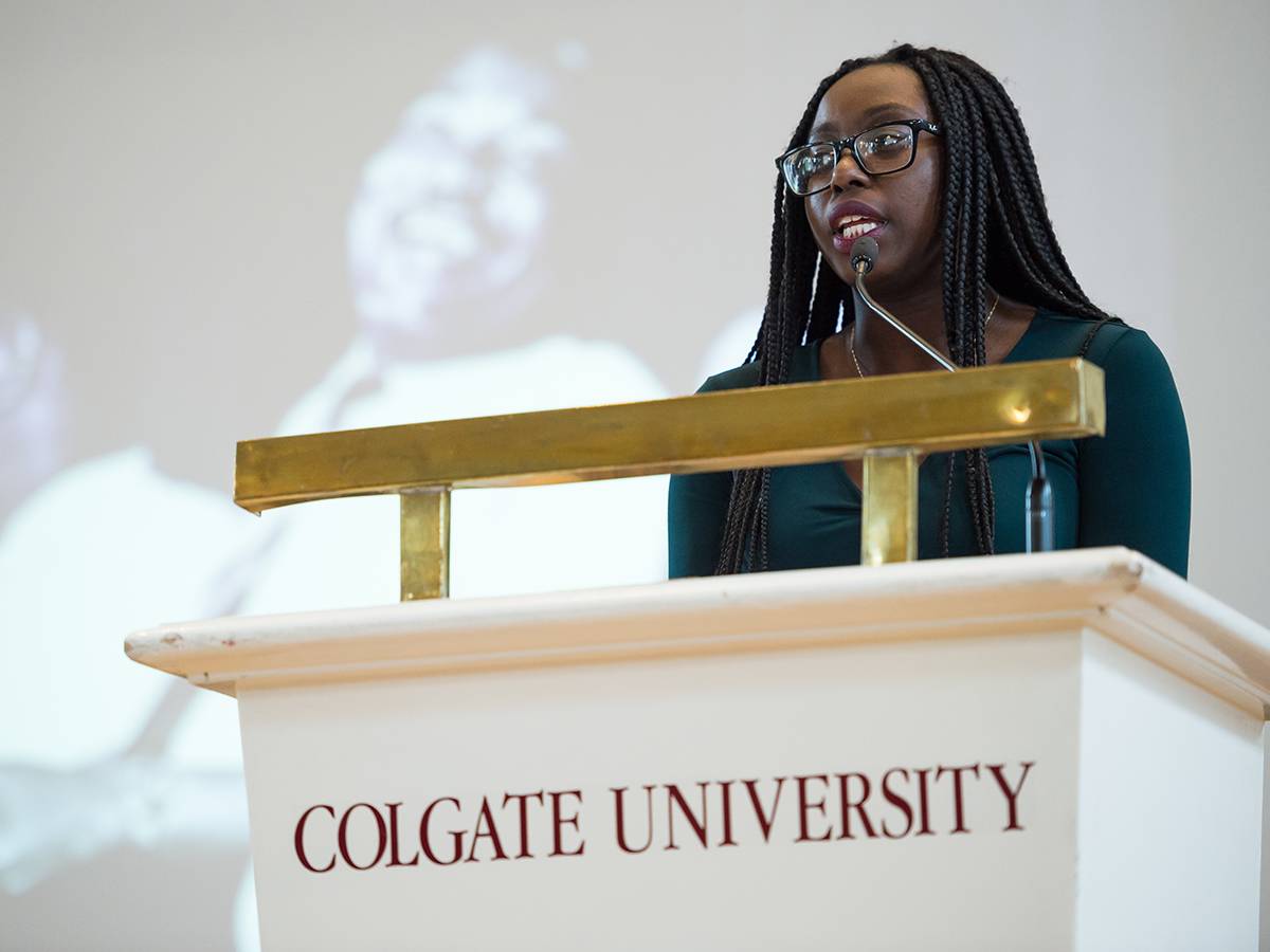 student speaks at MLK opening ceremony