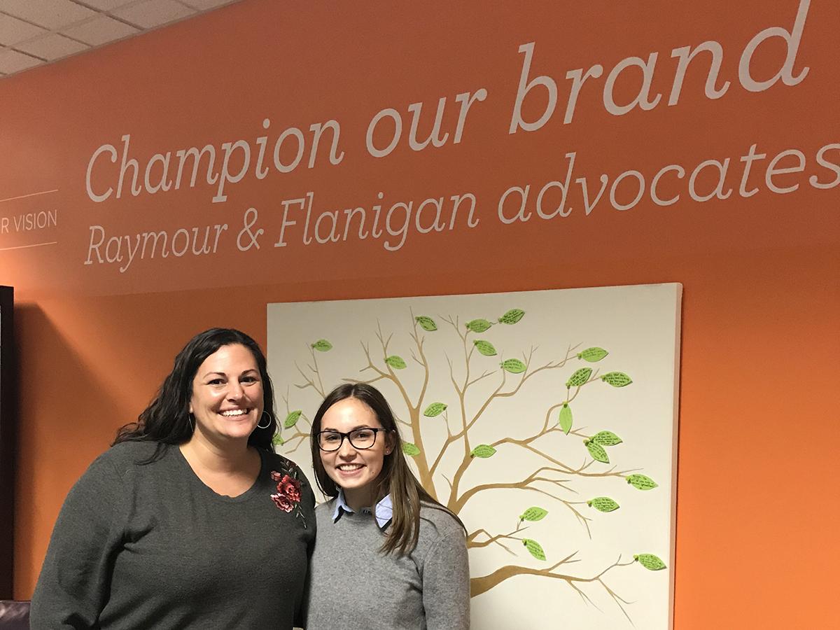 Nina Armideo '22 with Erika Clark '00 at Raymour&Flanigan