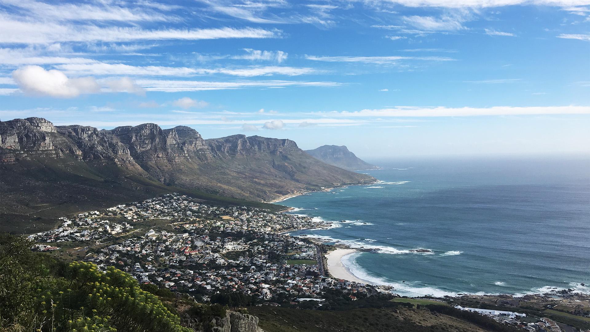 A view of Table Mountain and the beach from atop Lion’s Head