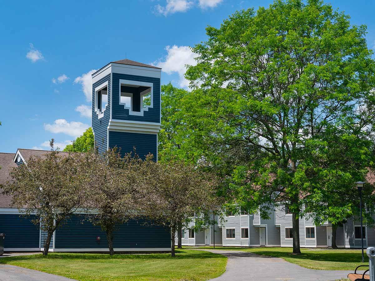 Exterior view of Parker Apartments and Parker Commons