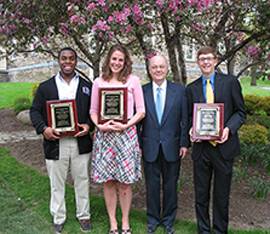 Medvis Jackson (left), Kathleen Hicks, Professor Robert Kraynak, and John Lyon