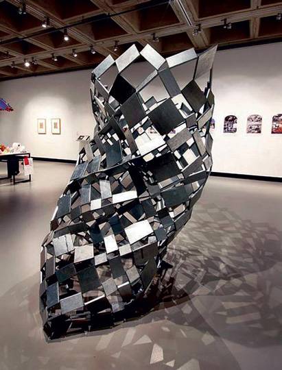 Metallic sculpture on display in Colgate's Clifford Gallery