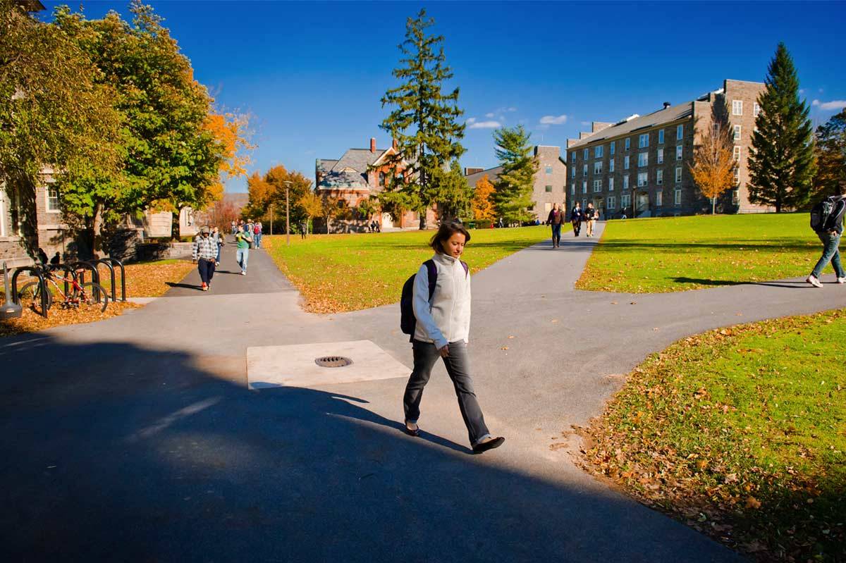 Students walk along the quad.