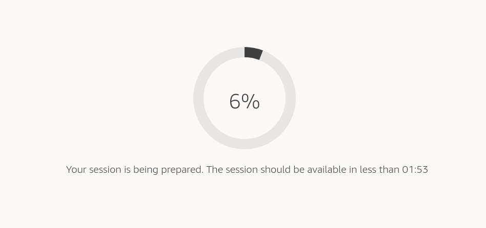 Screenshot of the session preparation progress meter