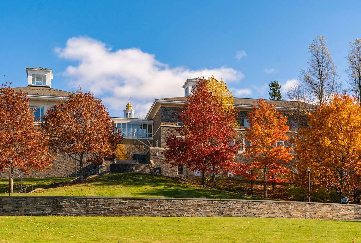 A view of campus in the fall.