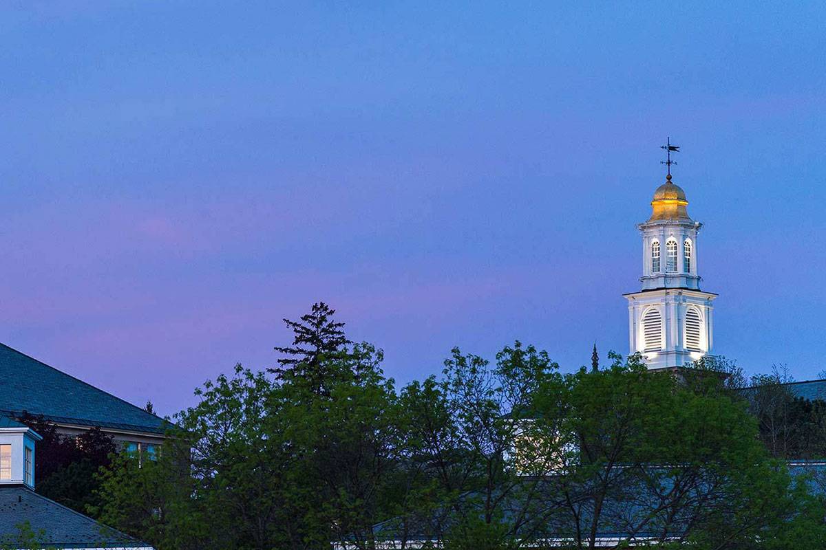 Colgate Memorial Chapel set against a twilight sky