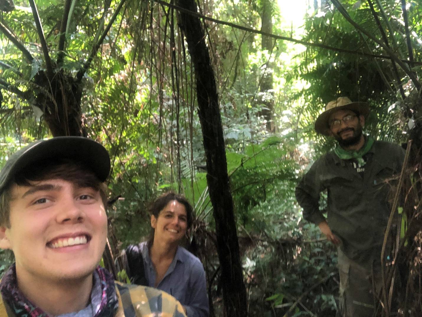 Agustina Yañez, Gonzalo Marquez, and I measuring the growth of tree ferns in Misiones, Argentina. The tallest we measured was over 5 meters tall!