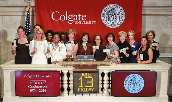 13 Colgate women ring the bell at the New York Stock Exchange