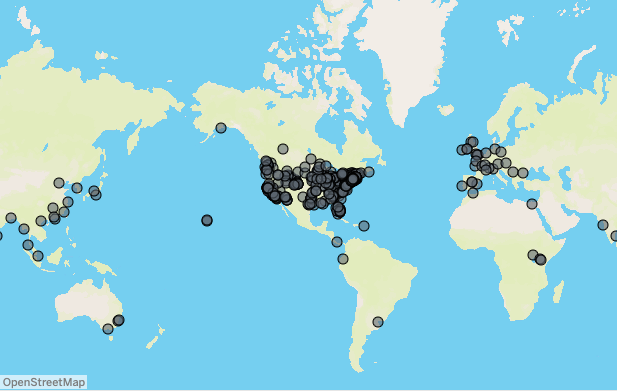 Snapshot of the employment map for recent alumni