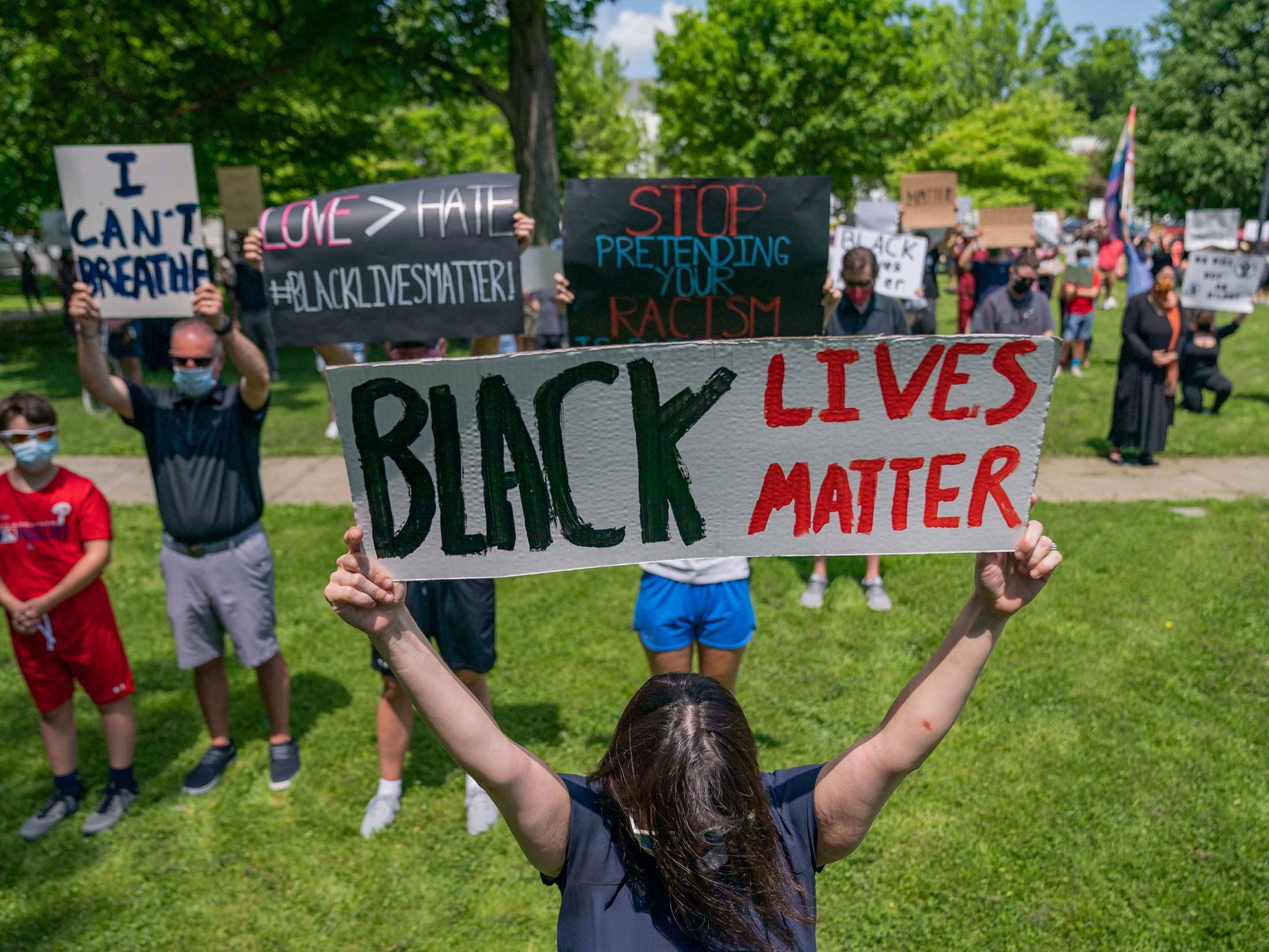 Protestors on Village Green