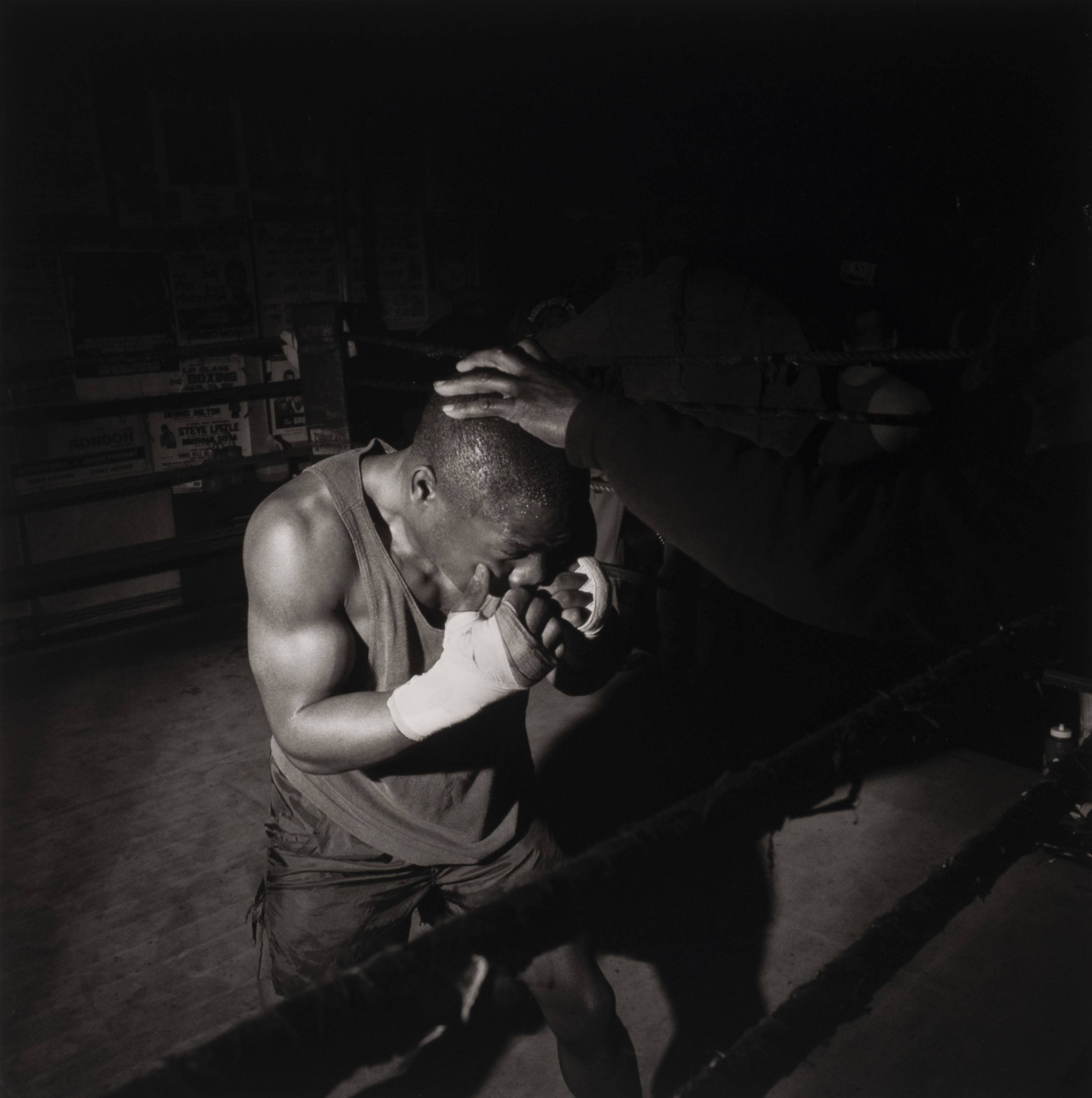 Larry Fink (American, born 1941), Champs Gym, Philadelphia, PA, January, 1993, 1993 (printed 2019), archival pigment print. Gift of Kevin and Delia Willsey, 2020.6.12. © Larry Fink. Photo credit: Richard Walker