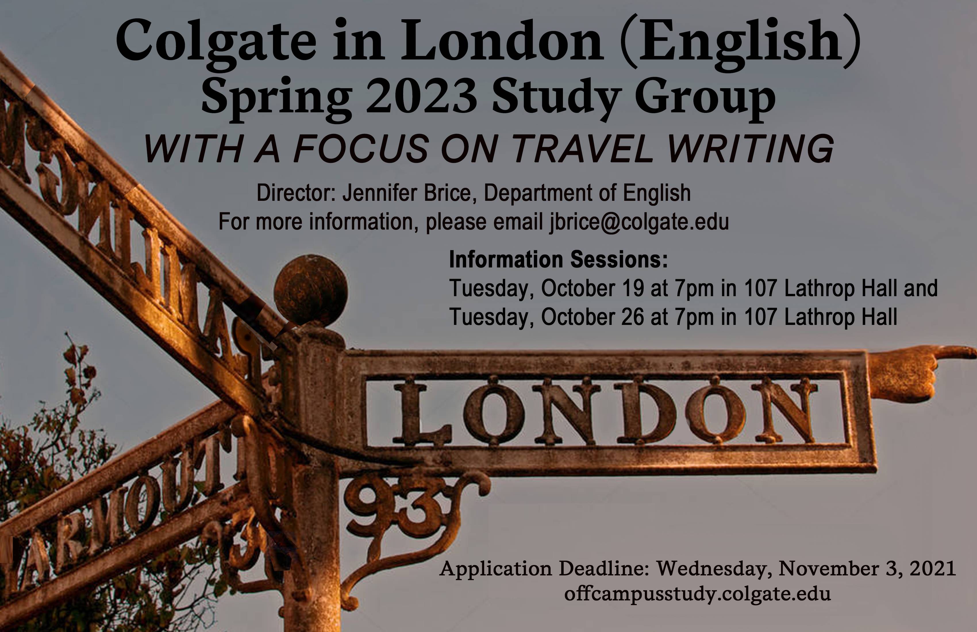 Spring 2023 London English Study Group Poster